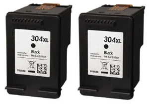 2 X HP 304XL BLACK REFILLED INK CARTRIDGE COMPATIBLE WITH HP 304 N9K08AE N9K06AE - Picture 1 of 1