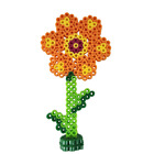 Perler Bead Art Orange Flower on Stem 3D 5 Inches