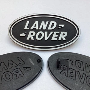 Land Rover Badge Cap Defender + or - Posts Black & Silver 69mm by 36mm - Picture 1 of 8