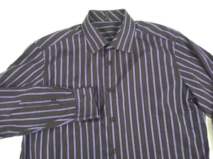 Camisa para hombre Ben Sherman SOHO 17 34-35 negra/púrpura a rayas manga larga - Imagen 1 de 9