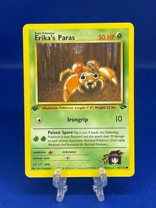 Pokémon TCG Erika's Paras 71/132 Gym Challenge Regular Common 1st Edition LP - Picture 1 of 2
