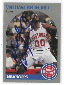 William Bedford Signed 1990/91 NBA Hoops Card #102 Detroit Pistons - Picture 1 of 2