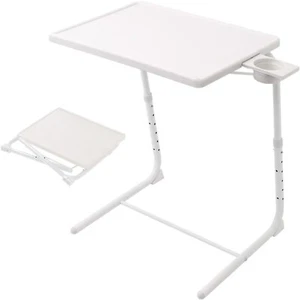 Bandeja Mesa Cama y Sofá Plegable Altura Ángulo Ajustable Mesa TV Portátil, Blanco - Imagen 1 de 10