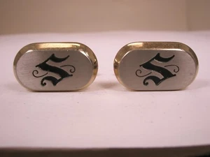 S Monogram Initial Letter Vintage HICKOCK Cuff Links sam steve seth smith - Picture 1 of 7