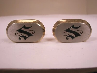 S Monogram Initial Letter Vintage HICKOCK Cuff Links sam steve - Image 1 of 4