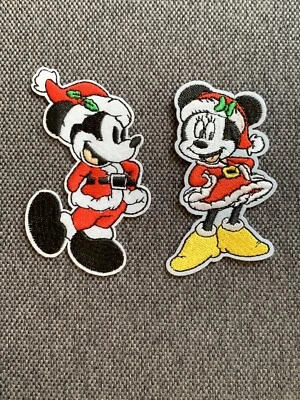 Mickey & Minnie Mouse Patch Santa Embroidered Iron On Applique Patch—BRAND NEW!! - Image 1 of 2