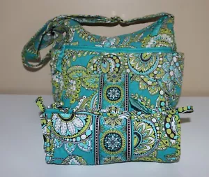 Vera Bradley On The Go Pavo Real Doble Cremallera Bolsillos Laterales Ajustar Correa Accesorios - Imagen 1 de 9
