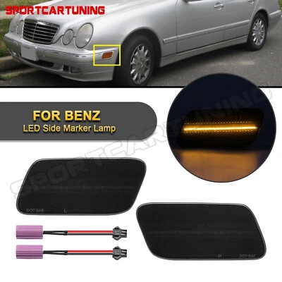 For 1996-2002 Mercedes Benz W210 E-Class LED Bumper Side Marker Light Smoke Lens Foto 1 de 4