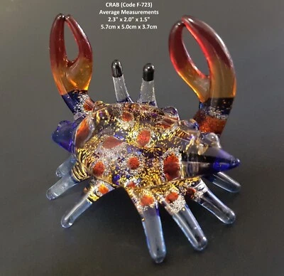 Exquisite Glass CRAB Beautiful Blue Decorative Art Figure Glitter Glass Ornament - Image 1 of 4