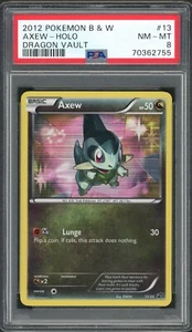 Pokemon Black & White 2012 Dragon Vault #13 Axew Holo PSA 8 - Picture 1 of 2
