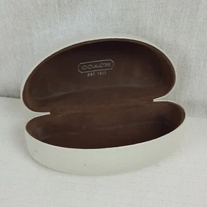 Coach Clam Shell Hard Sided Glasses Case Sunglasses Case Pearl White Empty - Picture 1 of 15