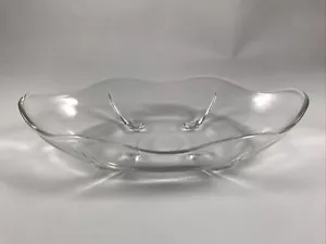 Servizio vintage ANCHOR HOCKING "SWEDISH MODERN" 9" OVALE TRASPARENTE CIOTOLA VETRO RELISH - Foto 1 di 5