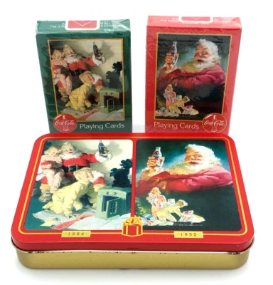 Coca-Cola Christmas Santa Nostalgia Playing Cards Tin Limited Edition 2 Deck - Image 1 of 4