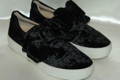 Zapatilla Mocasín Plataforma J SLIDES Negro Terciopelo Aplastado Arco ANNABELLE Talla 9.5 Foto 1 de 4