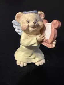 Vintage Angel Teddy Babies Figurine 1995 PLAYING THE HARP - Picture 1 of 9
