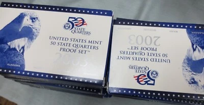 2003 State Proof Quarters U.S. Mint 10 Sets Box COA Illinois Alabama Missouri - Image 1 of 3
