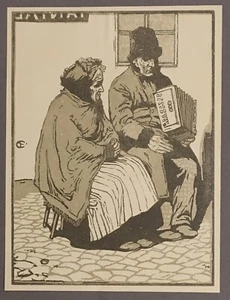 Emil Orlik: Alt-Prag - Original Farbholzschnitt von 1897 -im Druck monogrammiert - Bild 1 von 5