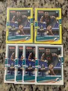 Donruss Raekwon Davis 2020 2 amarillo prueba de prensa paralelo y 4 bases RC Dolphins - Imagen 1 de 1