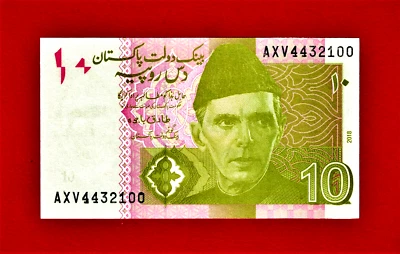 PAKISTÁN DIEZ 10 rupias 2018 billete sin circular (elige-45 m) - Mohammed Ali Jinnah Foto 1 de 2