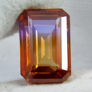Certified 61.05 Cts Cambodian Natural Bi- Color Zircon Emerald Cut Loose Gems. - Picture 1 of 8