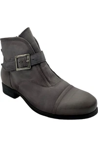 Miz Mooz Leather Buckled Ankle Boots-Siggy-Concrete-EU36W (US5.5-6W) A519380 - Picture 1 of 3