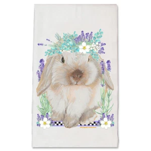 Hase Schlappohren Schlaufe Ohr Beige Kaninchen Blumen Küche Geschirrtuch Haustier Geschenk - Bild 1 von 1