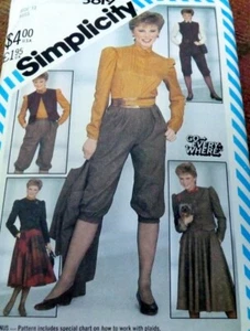 * Vintage 1980er Jahre SCHLÜPFERROCK BLUSE JACKE Nähmuster 12/34 UNGESCHNITTEN - Bild 1 von 1
