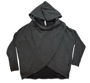 Athleta Sweatshirt Purana Wrap Pullover Hooded 1X Grey Drop Shoulder Active - Picture 1 of 11