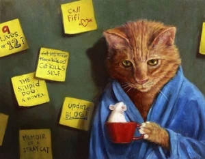 Writers Block by Lucia Heffernan Cat Art Print Poster 18x14 - Picture 1 of 1