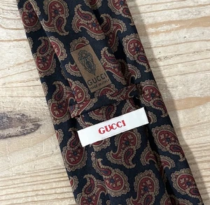 GUCCI Vintage Krawatte 100% Seide schönes Paisley klassischer Druck 56,5" L ITALIEN - Bild 1 von 4