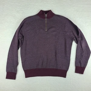 Peter Millar Sweater Mens XL Gray Purple Knit Quarter Zip Wool Sweatshirt - Picture 1 of 13