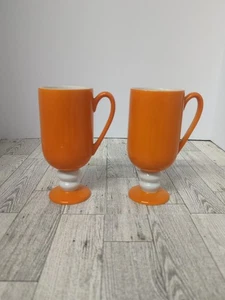 2 unbeschriftete MCM Holt Howard orange Tassen Bubble Stiel Irish Coffee  - Bild 1 von 8
