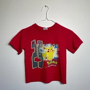 Pokémon Pikachu 2001 Nintendo Graphic T Shirt Youth Small Kids red gaming anime - Picture 1 of 8