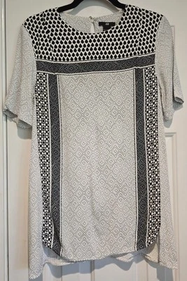 Mujer Blanco y Negro H&M Manga Corta Cuello Redondo Blusa Talla 6 Foto 1 de 4