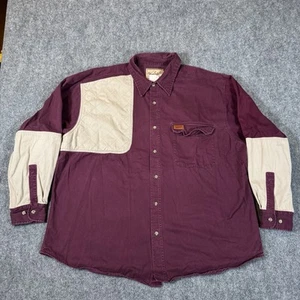 Vintage Woolrich Men’s 2XL Hunting Shooting Shirt Maroon Duck Quilted Shoulder - Picture 1 of 10