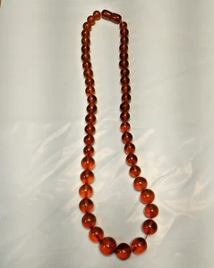 Gorgeous Large 1/2" Amber Beaded 21" Long Necklace - 37 Grams - Picture 1 of 9