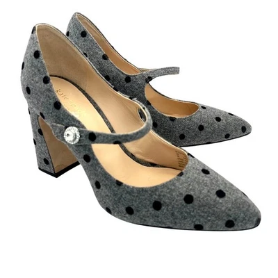 Zapatos de tacón Kate Spade Maren gris negro lunares punta almendra Mary Jane 7 Foto 1 de 4