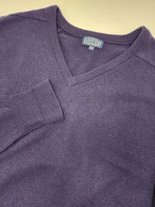 Vintage Land's End Pullover Herren XL dunkelblau 100% Lammwolle V-Ausschnitt Made in England - Bild 1 von 5