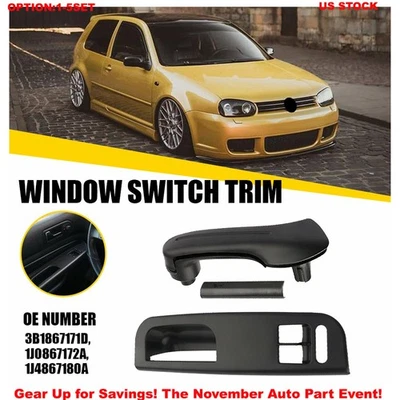 Master Window Switch Panel + Door Pull Handle Trim Cover for VW Golf MK4 2 Doors Foto 1 de 4