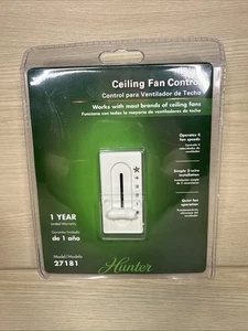Hunter 27181 White 4 Speed Fan Wall Switch Ceiling Fan Control for All Fans- NEW - Picture 1 of 4