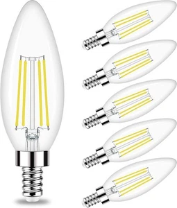 Honesorn Candelabra LED Bulb, E12 6 Count (Pack of 1), 5000k Daylight White  - Picture 1 of 6