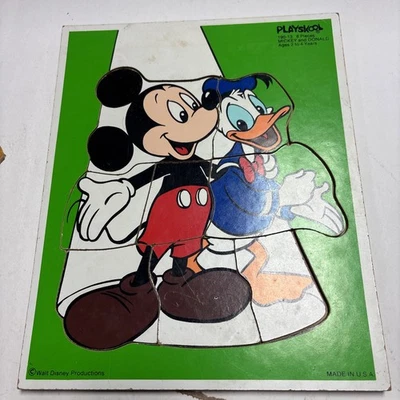 Rompecabezas Mickey & Donald de colección Playskool Disney bandeja de madera verde madera 190-13 Foto 1 de 4