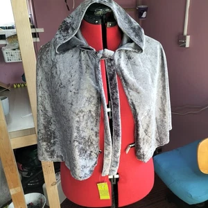 HOODED adults darker SILVER cape in light weight crushed velvet princess - Picture 1 of 3