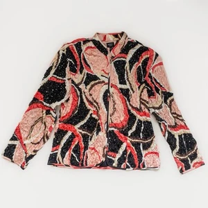 90’s Y2K sequin scrunch blouse Zip Up jacket - Picture 1 of 8
