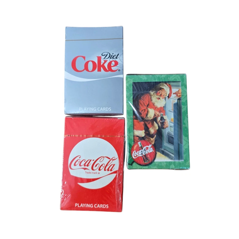 Lot Of 3 Sealed Coca-Cola Diet Coke Christmas Snata Playing Cards  - Image 1 of 2