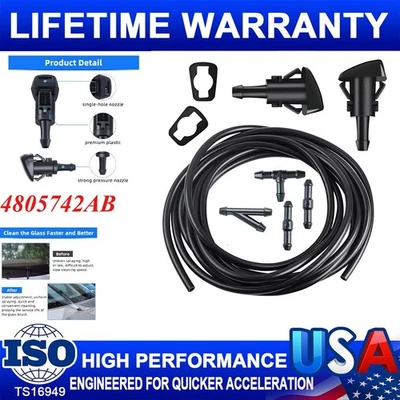 2PCS Windshield Washer Wiper Water Spray Nozzle for Chrysler 300C Jeep Dodge Ram Foto 1 de 4