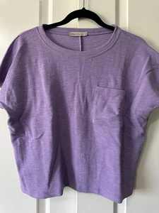 Camicia/top manica corta ZENANA - scollo a scoop donna taglia small - NUOVO! Viola - Foto 1 di 5