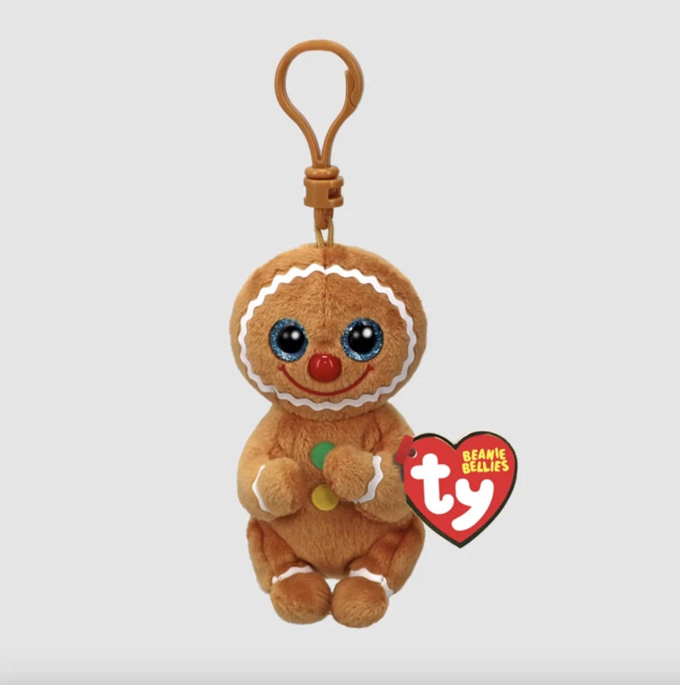 TY Beanie Bellies Gingerbread Man Cookie Clip Keychain Holiday Beanie Boo NWT - Image 1 of 1