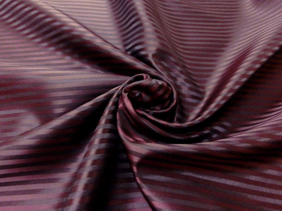 Burgundy Red Black Stripe Faux Silk Fabric Material Linin Suits Ties Skirt Drape - Image 1 of 1