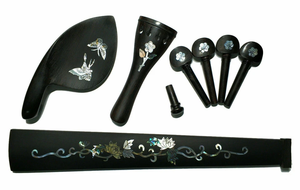 Piezas de violín de ébano, tamaño 4/4, diapasón de violín mentón clavijas de cordal Foto 1 de 1